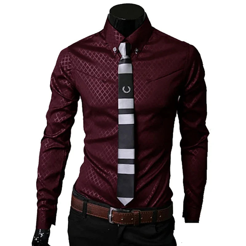 Men Office Shirts Long Sleeve